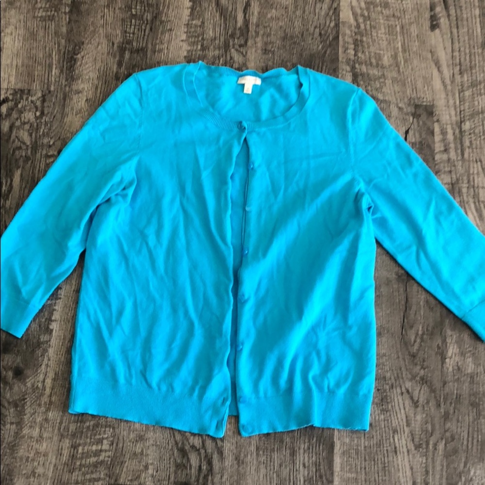 Teal blue 3/4 sleeve cardigan